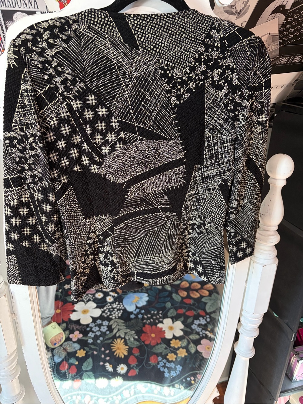 Joseph Ribkoff Black & Ivory Patterned Zip Jacket - Picture 6 of 9